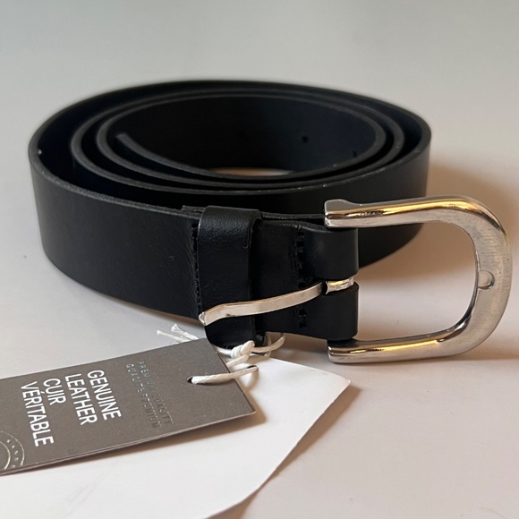H&M Black Genuine Leather Belt with Metal Silver Tone Buckle - M NWT main image 9